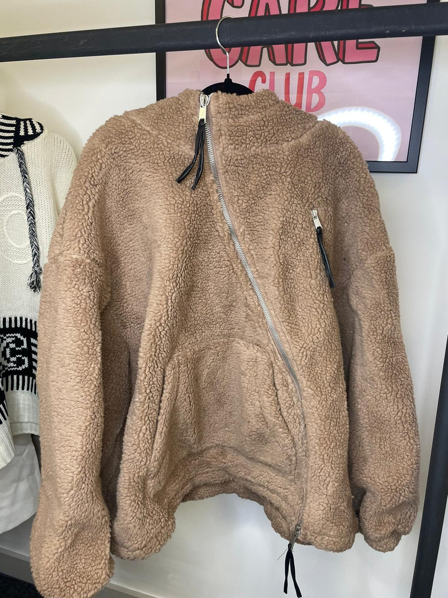 JIL Brown Oversized Teddy Jacket