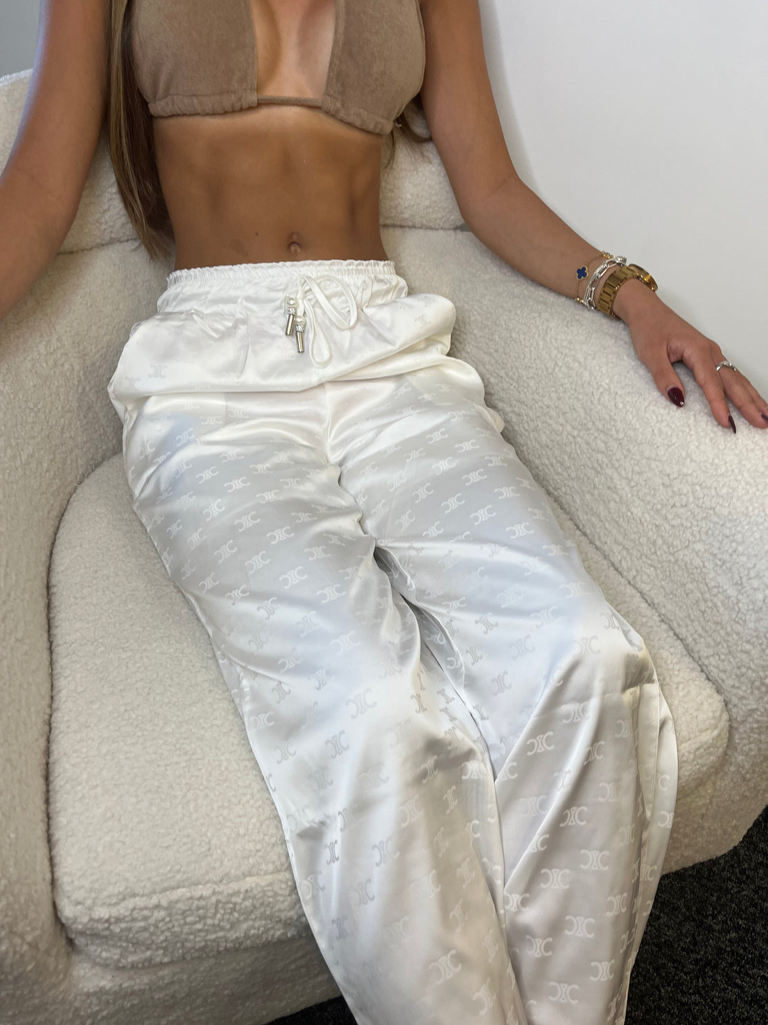 White Silk Trousers